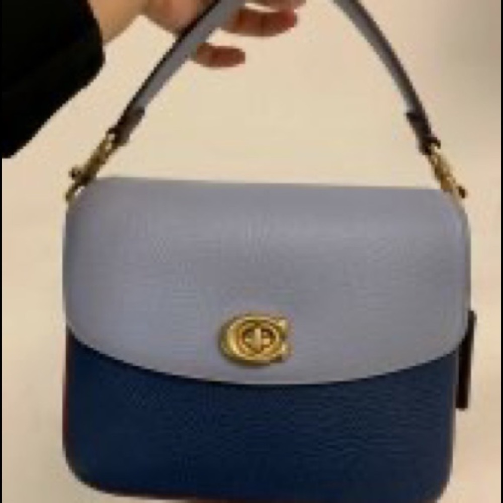 Coach Cassie 19 colorblock blue maroon preowned good condition bag crossbody